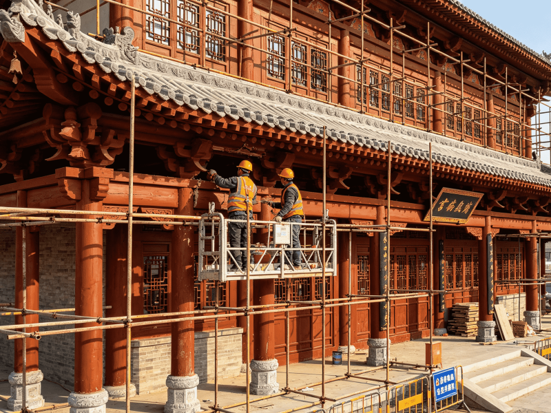 万荣县文旅综合体仿古建筑外立面修缮